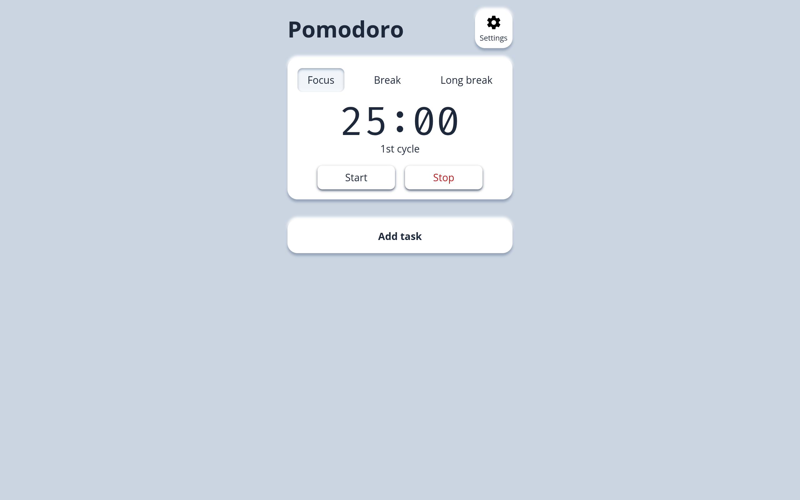 Screenshot pomodoro